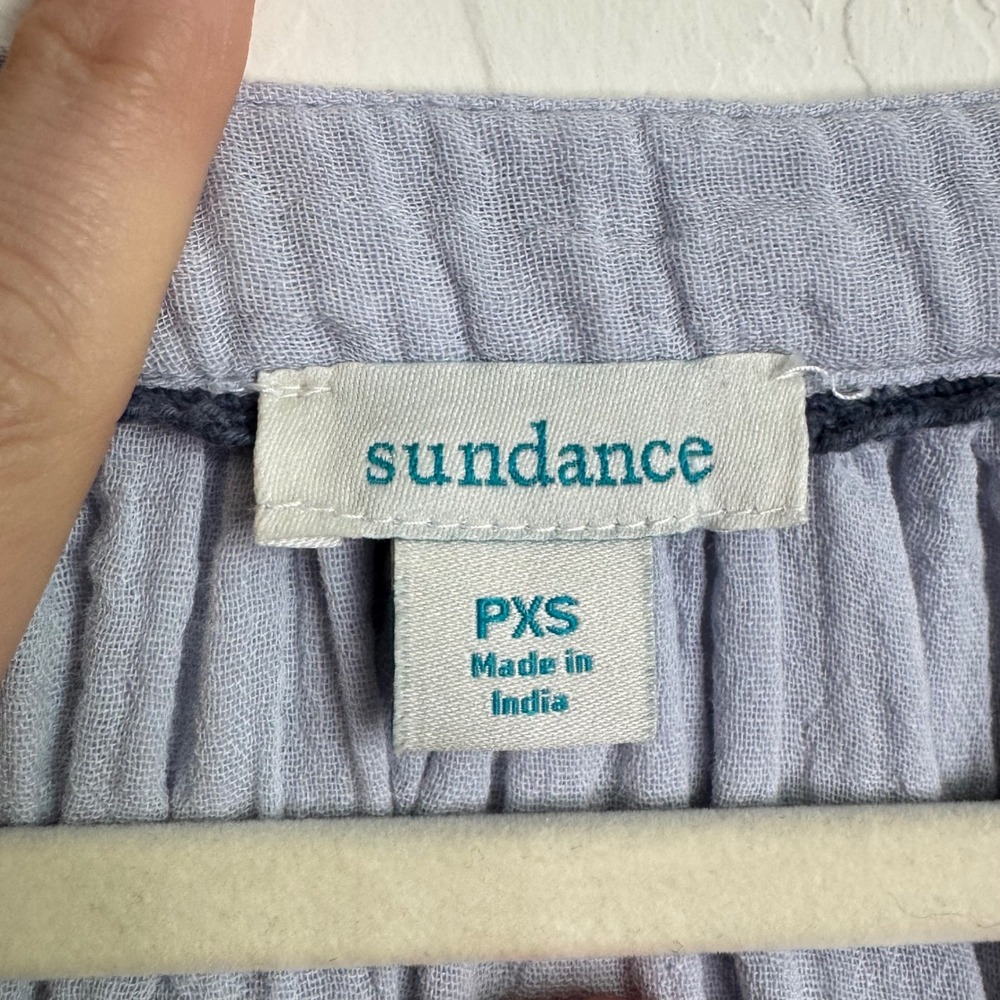 Sundance Blue Embroidered Cotton Gauze Peasant Blouse Balloon Sleeve PXS Boho - Picture 3 of 10